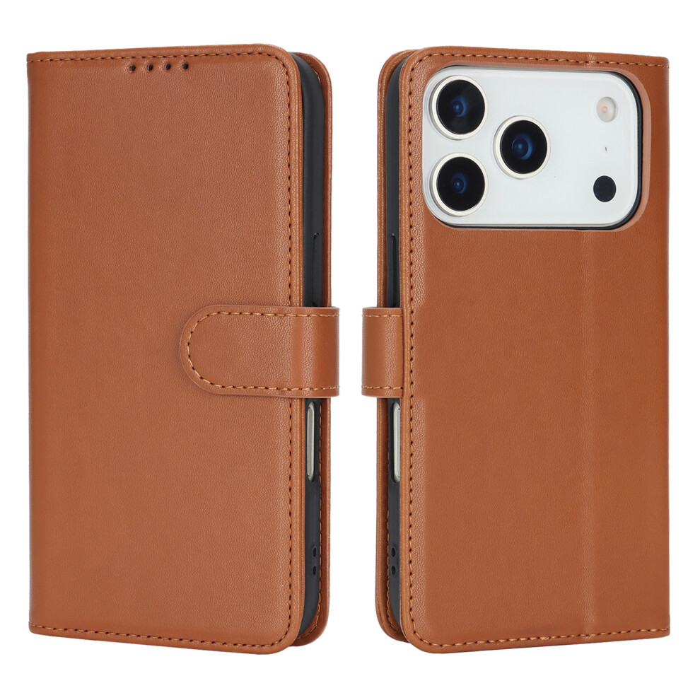 (Iphone 17 Pro Max, Light ) For Iphone 17 Pro Max Stand Case Shockproof Leather Wallet Phone Cover Brown 6914284770464