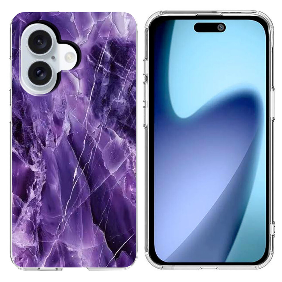(Iphone 17, ) For Iphone 17 Case Marble Pattern Printing Soft Tpu Phone Cover Purple 6914284835712