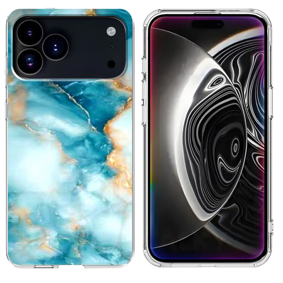 (Iphone 17 Pro Max, ) For Iphone 17 Pro Max Case Marble Pattern Printing Soft Tpu Phone Cover Blue 6914288613668