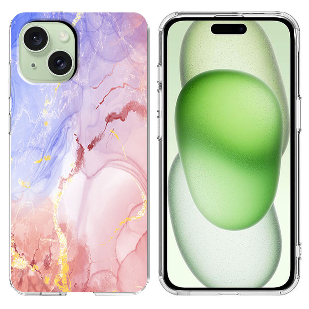 (Iphone 15, ) For Iphone 15 Case Marble Pattern Printing Soft Tpu Phone Cover Pink 6914280734514