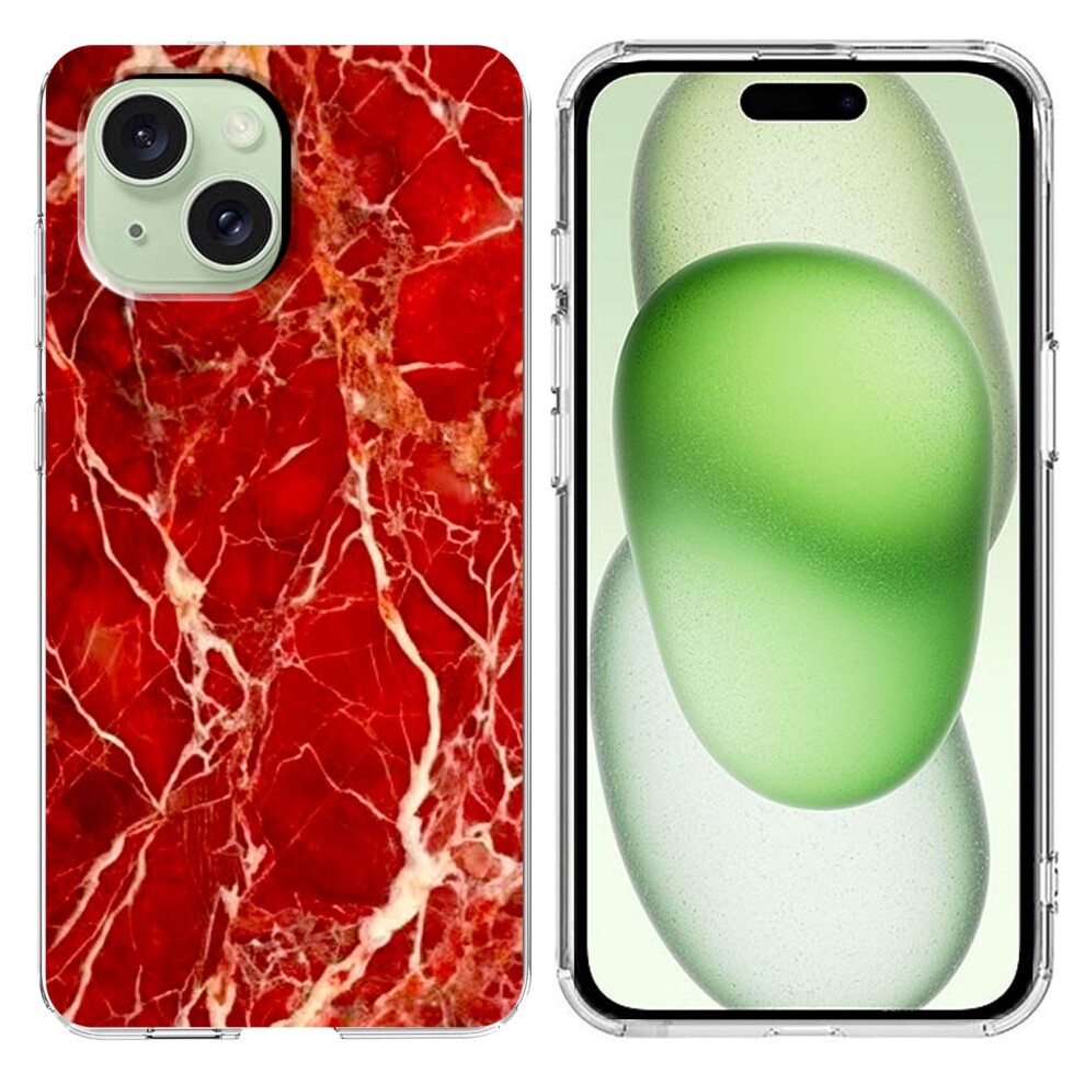 (Iphone 15 Plus, ) For Iphone 15 Plus Case Marble Pattern Printing Soft Tpu Phone Cover Red 6914285754661