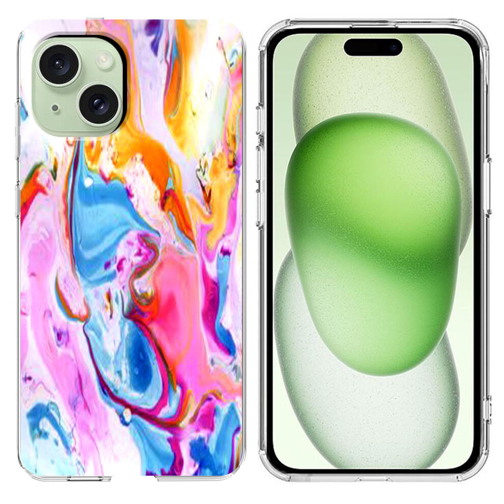 (Iphone 15, Colorful) For Iphone 15 Case Marble Pattern Printing Soft Tpu Phone Cover 6914286645869