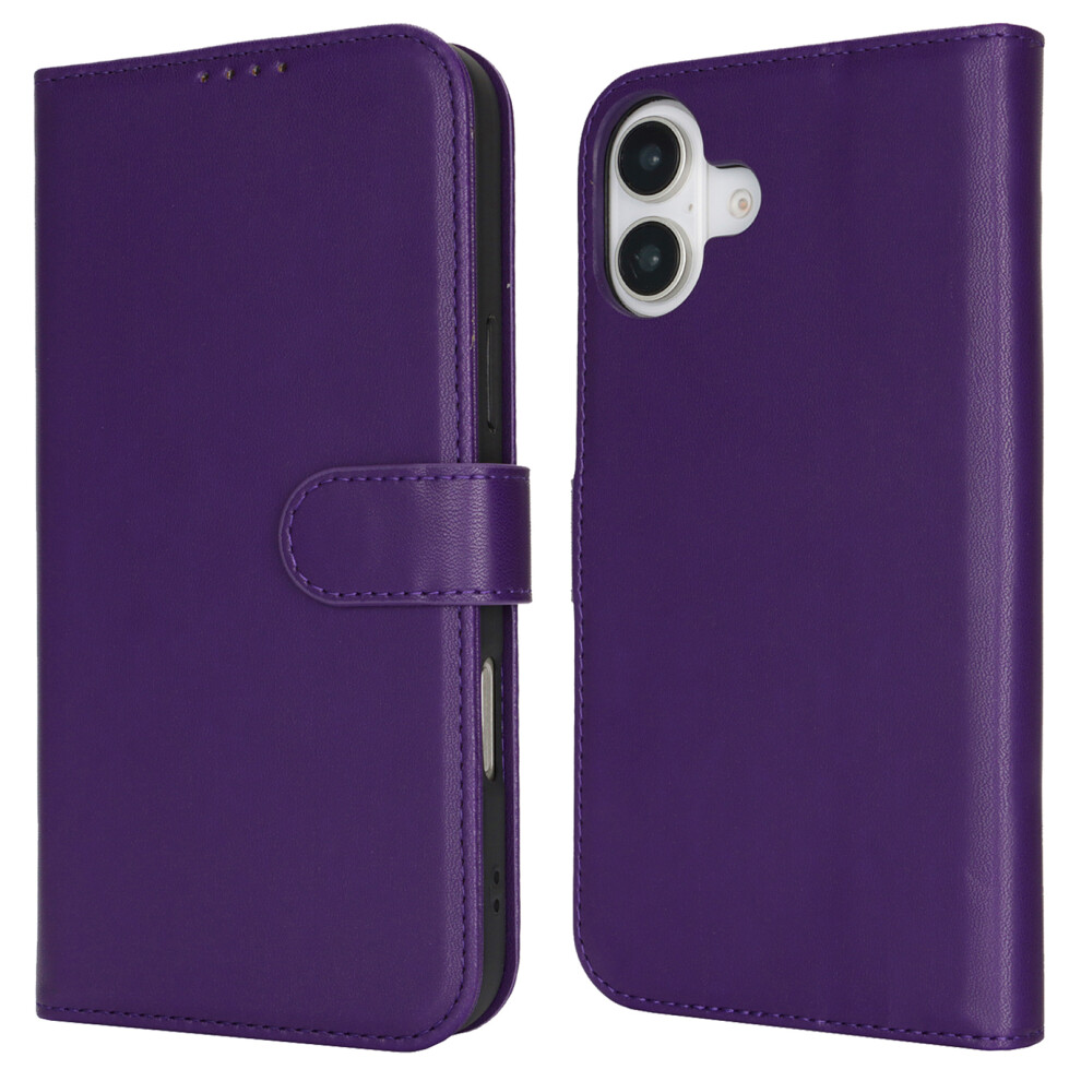 (Iphone 16 Plus, Dark ) For Iphone 16 Plus Stand Case Shockproof Leather Wallet Phone Cover Purple 6914282785590