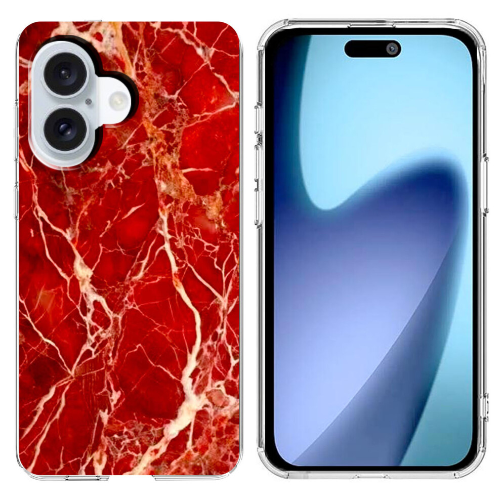 (Iphone 17, ) For Iphone 17 Case Marble Pattern Printing Soft Tpu Phone Cover Red 6914285151361