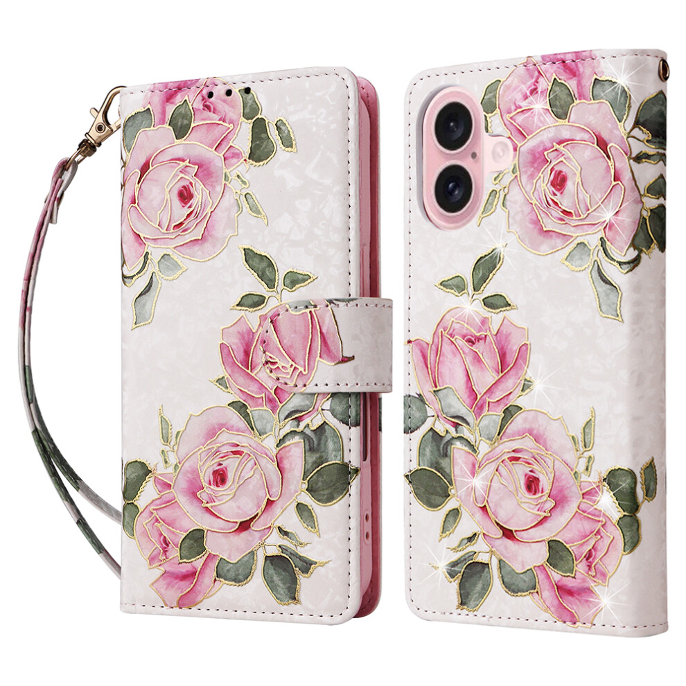 (Iphone 17, Flower) For Iphone 17 Case Rfid Blocking Flower Leather Phone Cover With Wrist Strap 6914285283994