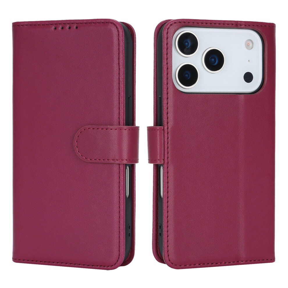 (Iphone 17 Pro, ) For Iphone 17 Pro Stand Case Shockproof Leather Wallet Phone Cover Red 6914283932993