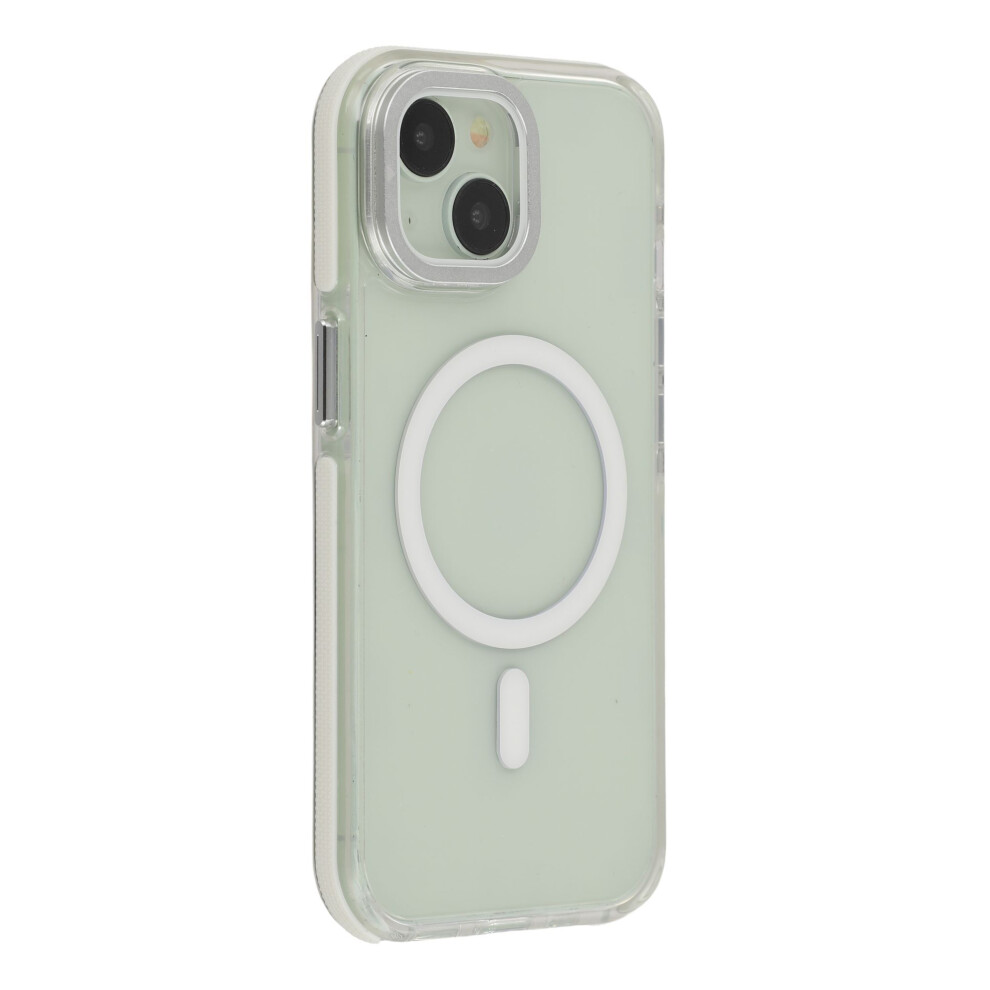(Iphone 15, ) For Iphone 15 Magnetic Case Tpu Acrylic Clear Phone Back Cover With Lens Protector Kickstand White 6914289819205