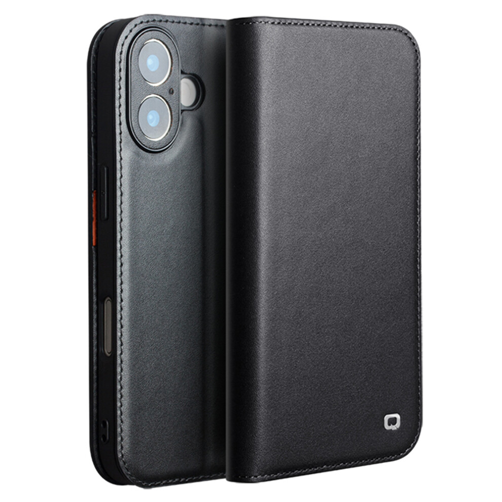 (Iphone 17, ) Qialino For Iphone 17 Case Wallet Flip Stand Phone Cover Genuine Cow Leather Black 6914282087489