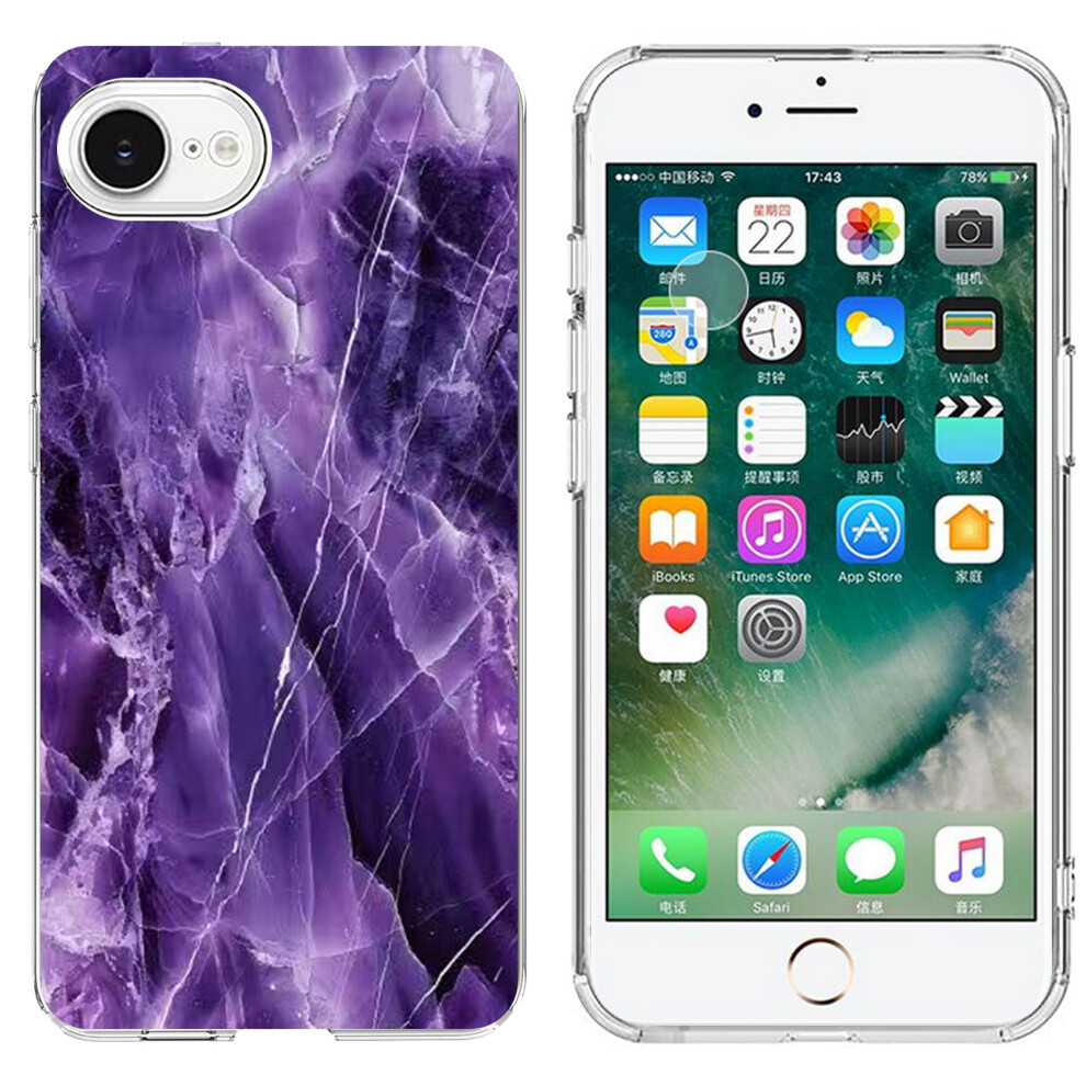 (Iphone Se (2022), ) For Iphone Se (2022)/(2020)/8/7 Case Marble Pattern Printing Soft Tpu Phone Cover Purple 6914283962884