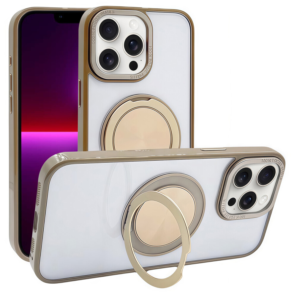 (Iphone 13 Pro, Desert ) For Iphone 13 Pro Magnetic Case Acrylic Tpu Phone Back Cover With Kickstand Gold 6914281055298