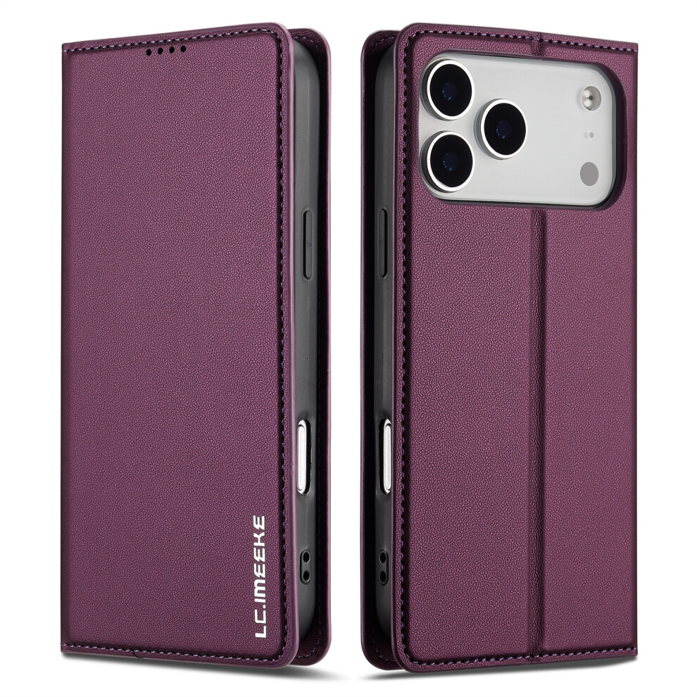 (Iphone 17 Pro Max, ) Lc.imeeke L1 Series For Iphone 17 Pro Max Case Pu Leather Wallet Stand Protective Phone Cover Purple 6914280561127