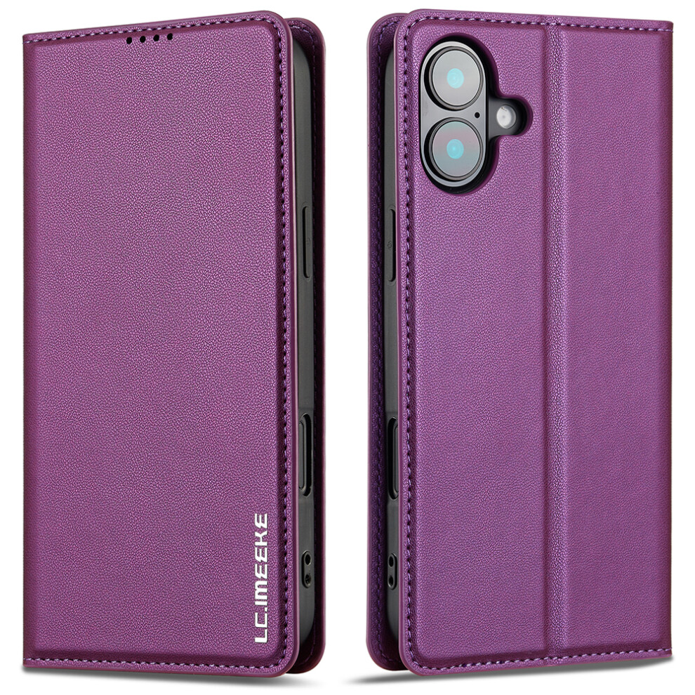 (Iphone 17, ) Lc.imeeke L1 Series For Iphone 17 Case Pu Leather Wallet Stand Protective Phone Cover Purple 6914285424366