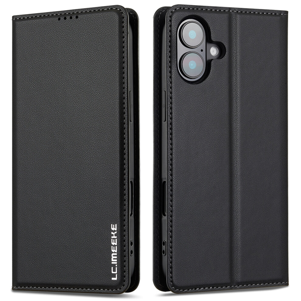 (Iphone 17, ) Lc.imeeke L1 Series For Iphone 17 Case Pu Leather Wallet Stand Protective Phone Cover Black 6914285740008