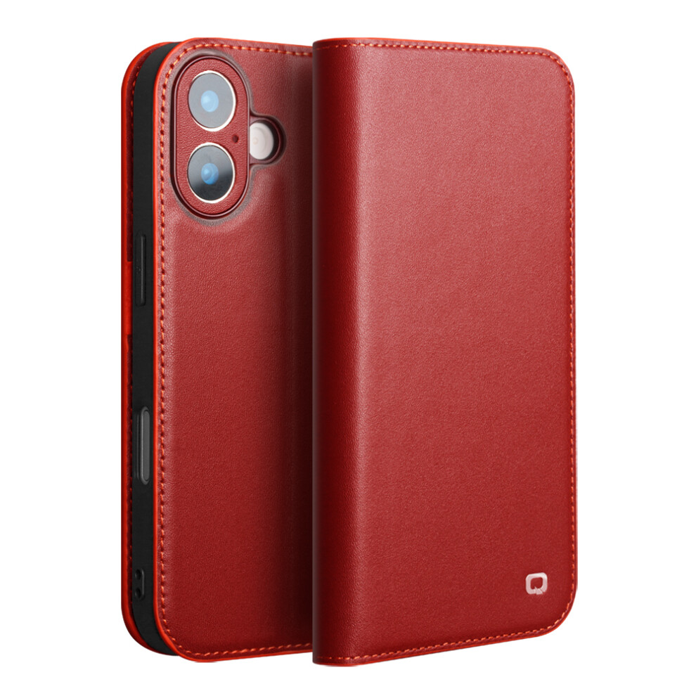 (Iphone 17, ) Qialino For Iphone 17 Case Wallet Flip Stand Phone Cover Genuine Cow Leather Red 6914288499439
