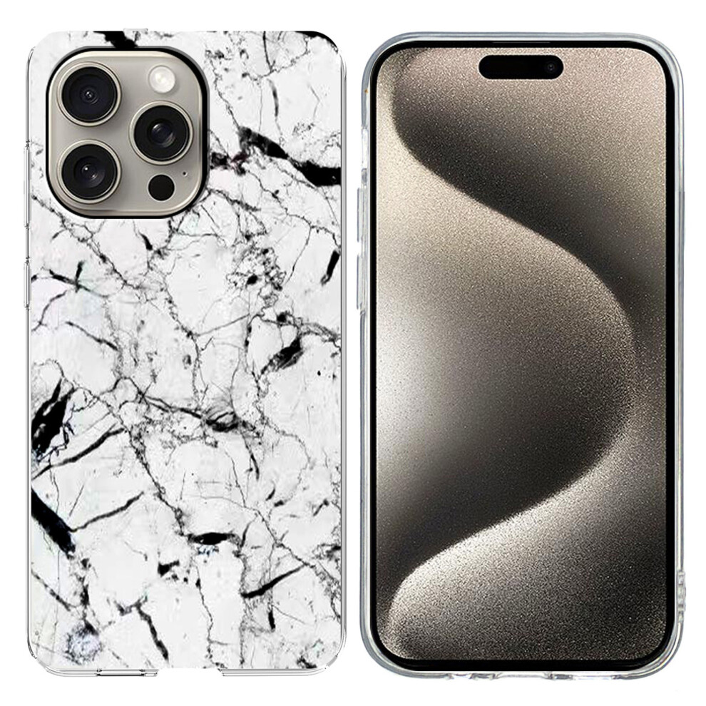 (Iphone 15 Pro, ) For Iphone 15 Pro Case Marble Pattern Printing Soft Tpu Phone Cover White 6914285566066