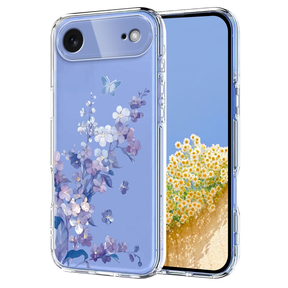 (Iphone Air, Violets) For Iphone Air Case Butterfly Floral Pattern Printing Tpu Phone Back Cover 6914289218596