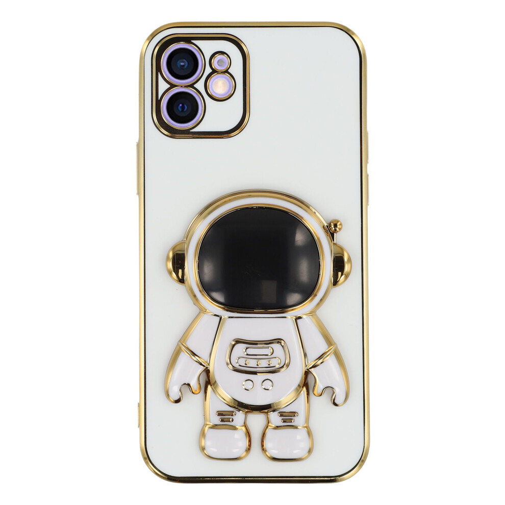 (Iphone 12 6.1 Inch, ) For Iphone 12 Case Electroplating Soft Tpu Phone Cover With Astronaut Hidden Kickstand White 6914286985453