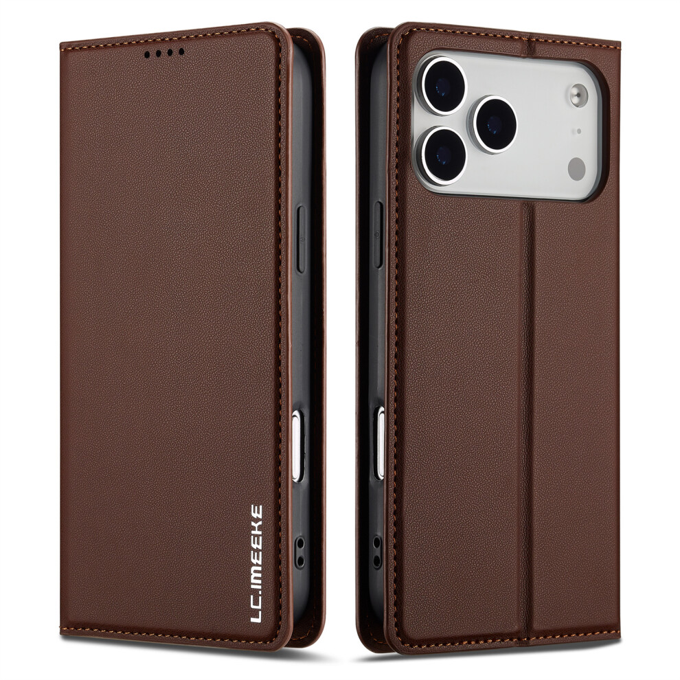 (Iphone 17 Pro, ) Lc.imeeke L1 Series For Iphone 17 Pro Case Pu Leather Wallet Stand Protective Phone Cover Brown 6914288467872