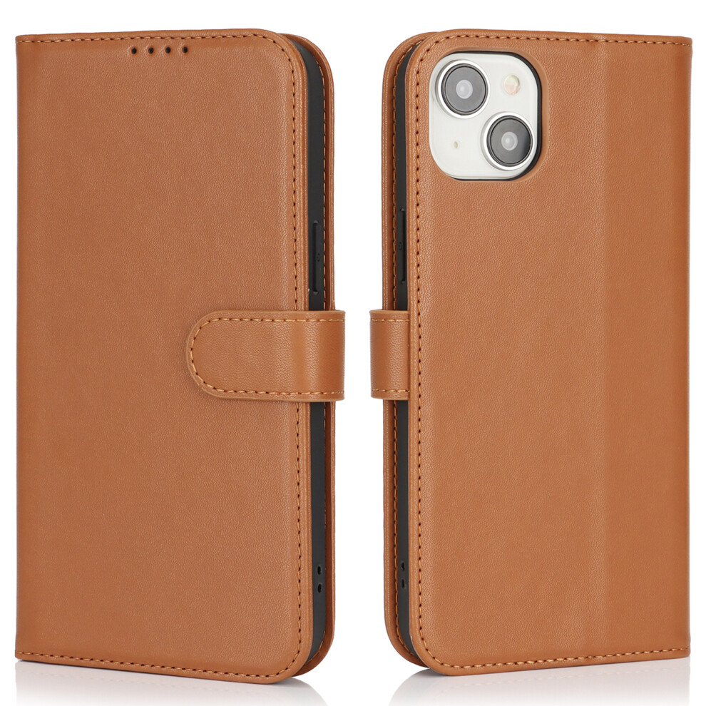 (Iphone 15, Light ) For Iphone 15 Stand Case Shockproof Leather Wallet Phone Cover Brown 6914289399080