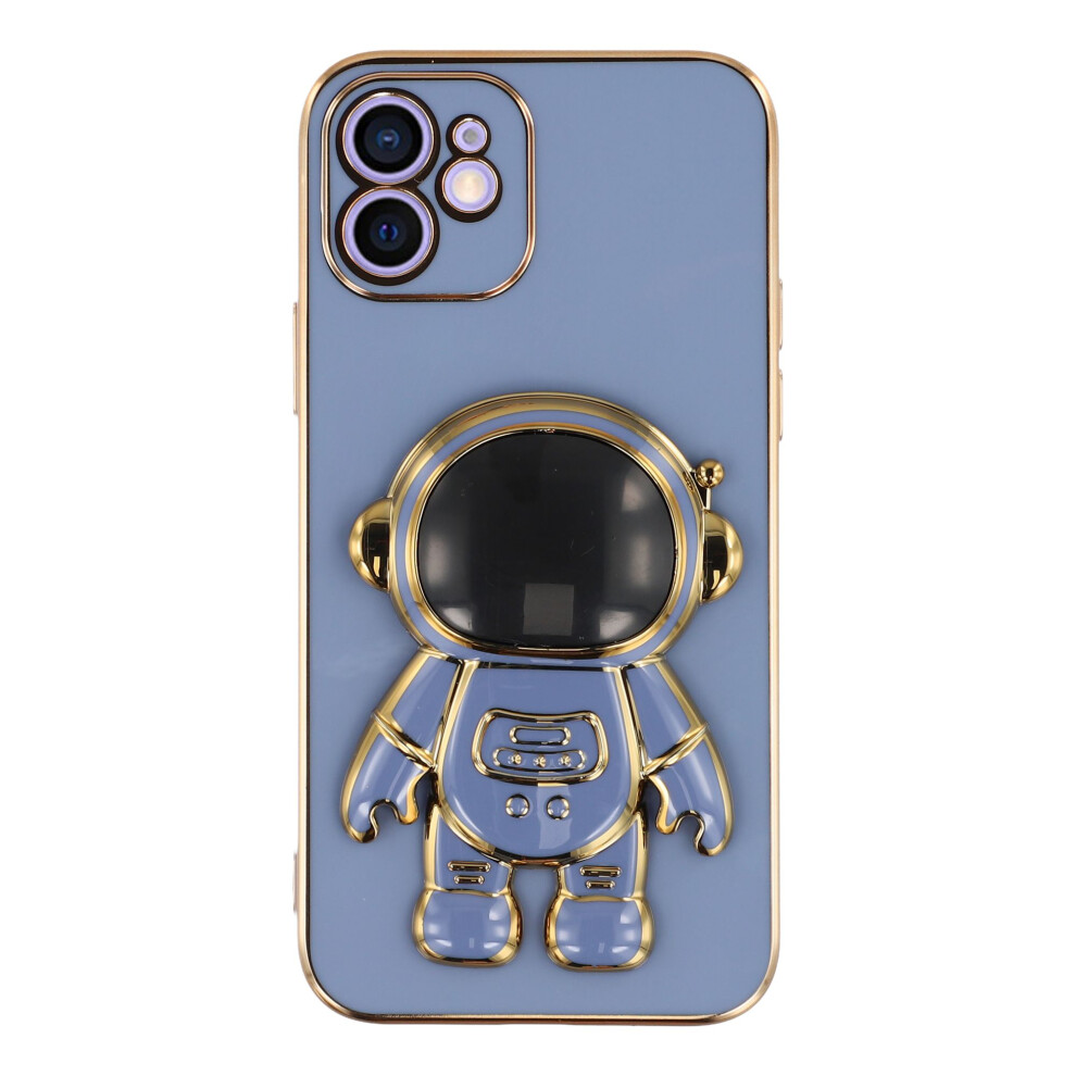 (Iphone 12 6.1 Inch, ) For Iphone 12 Case Electroplating Soft Tpu Phone Cover With Astronaut Hidden Kickstand Blue 6914285349249