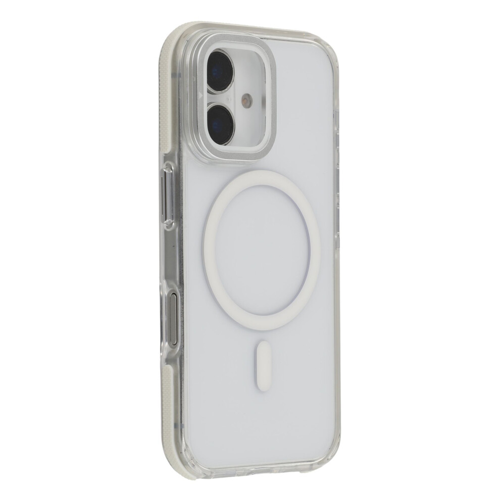 (Iphone 16, ) For Iphone 16 Magnetic Case Tpu Acrylic Clear Phone Back Cover With Lens Protector Kickstand White 6914287013933