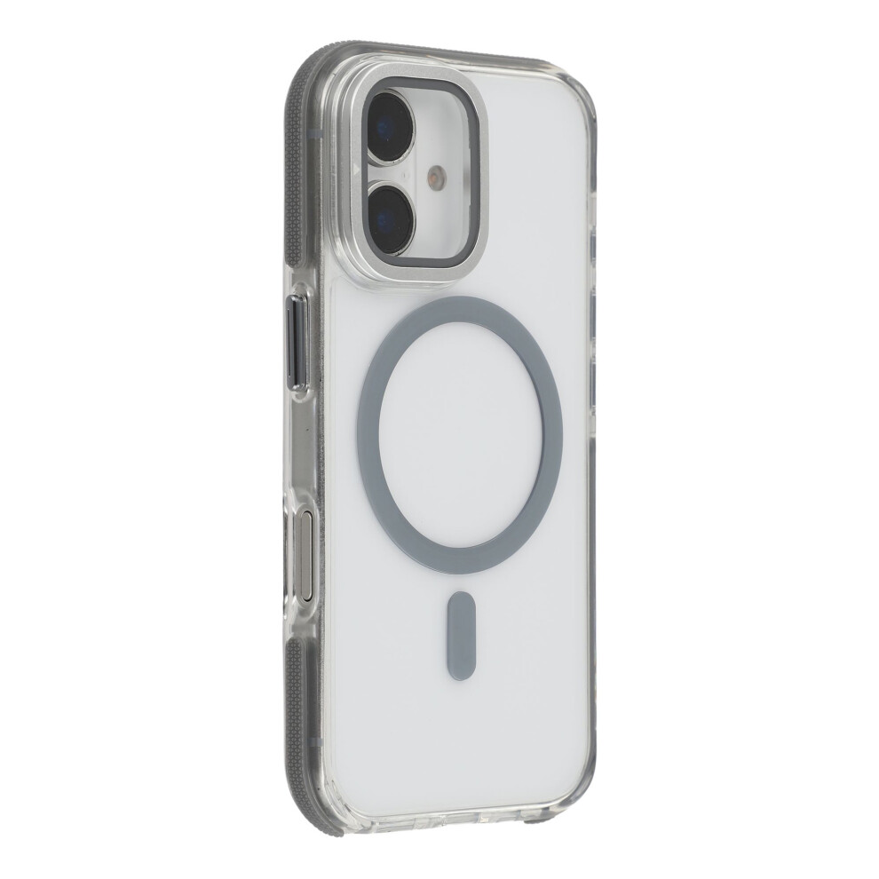 (Iphone 16, ) For Iphone 16 Magnetic Case Tpu Acrylic Clear Phone Back Cover With Lens Protector Kickstand Grey 6914285359101