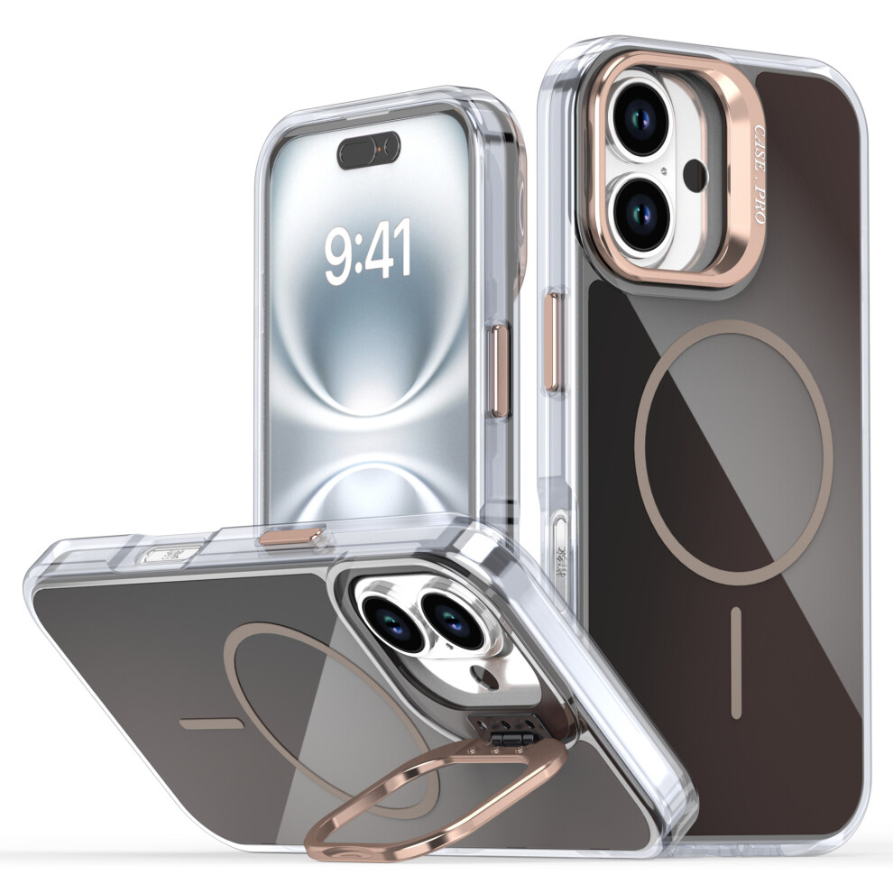 (Iphone 16, Desert ) For Iphone 16 Case Compatible With Magsafe Tpu+Acrylic Gradient Phone Cover With Kickstand Gold 6914283716302