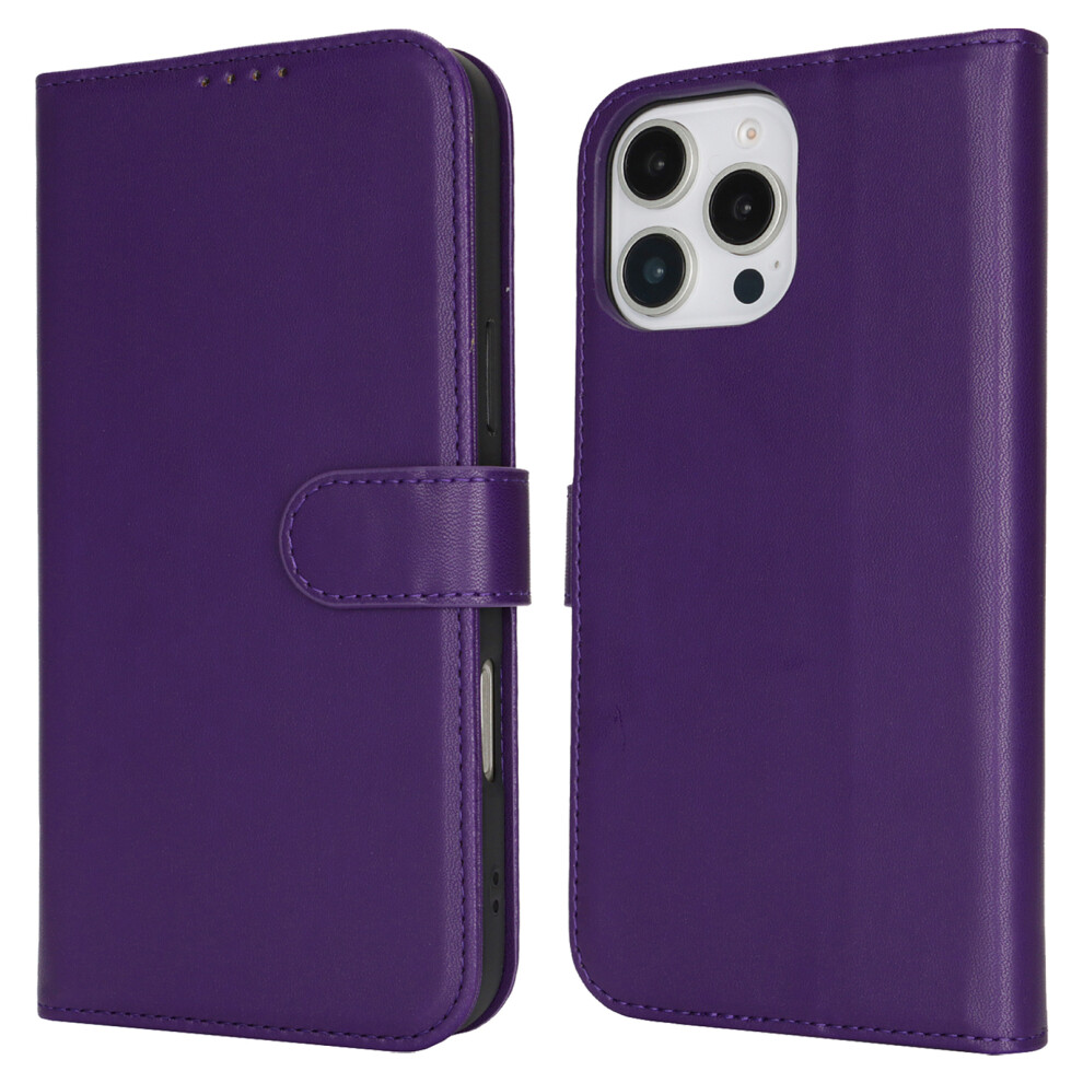 (Iphone 16 Pro, Dark ) For Iphone 16 Pro Stand Case Shockproof Leather Wallet Phone Cover Purple 6914288325493