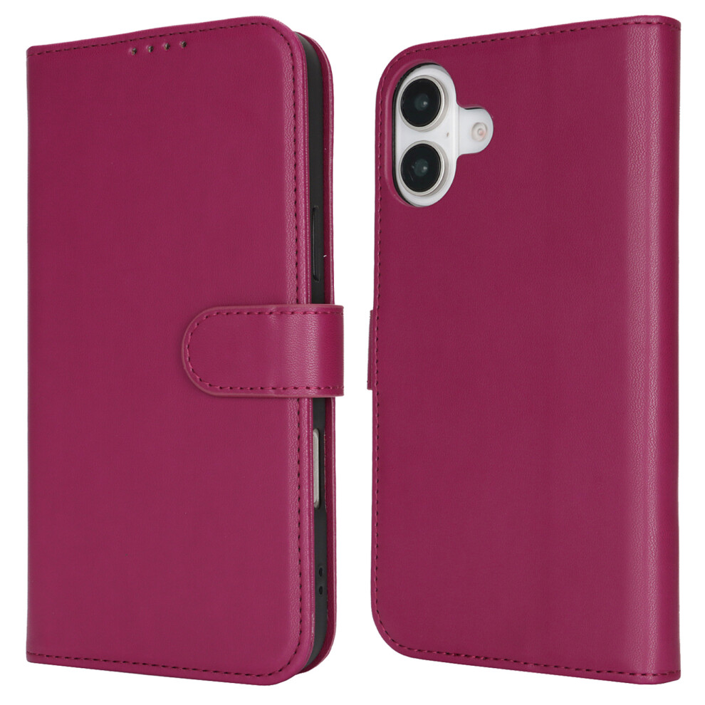 (Iphone 16, ) For Iphone 16 Stand Case Shockproof Leather Wallet Phone Cover Red 6914289405286
