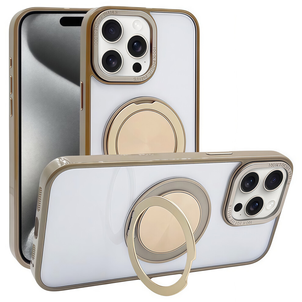 (Iphone 15 Pro, Desert ) For Iphone 15 Pro Magnetic Case Acrylic Tpu Phone Back Cover With Kickstand Gold 6914288962049