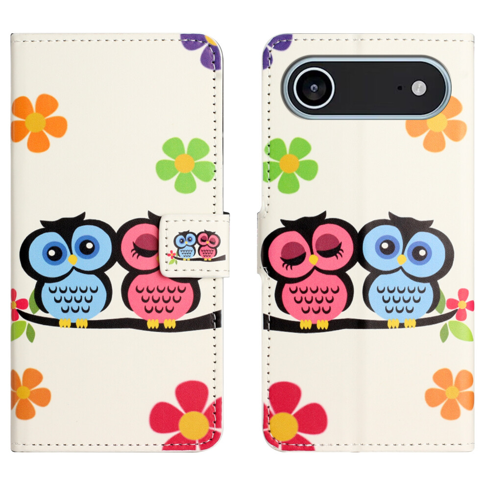 (Iphone Air, Couple Owls) For Iphone Air Case Pattern Print Pu Leather Wallet Phone Cover 6914282645238