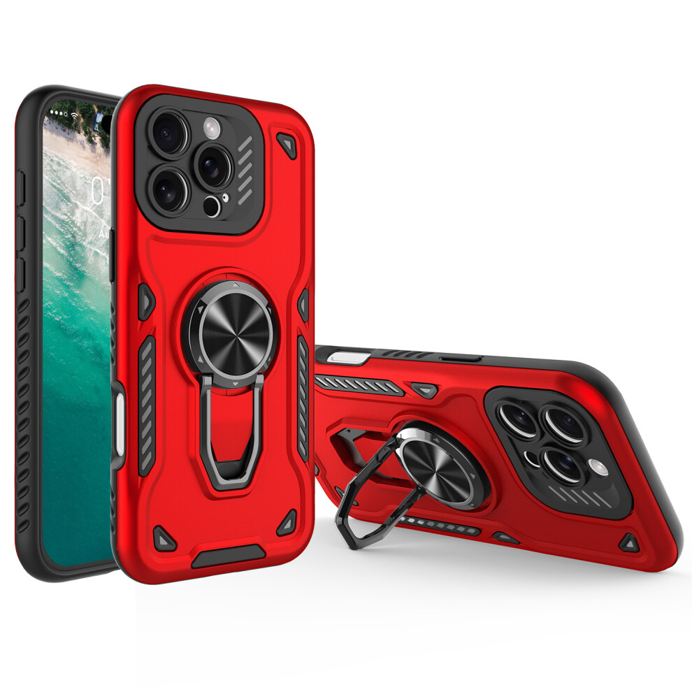 (Iphone 16 Pro Max, ) For Iphone 16 Pro Max Case With Kickstand Shockproof Tpu+Pc Phone Back Cover Red 6914288059411