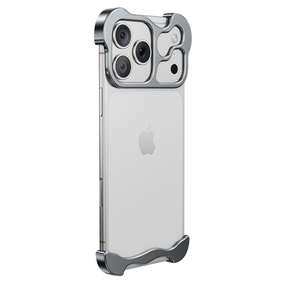 (Iphone 17 Pro, ) For Iphone 17 Pro Bumper Case Metal Frameless Shockproof Cover With Camera Lens Protector Grey 6914283841448