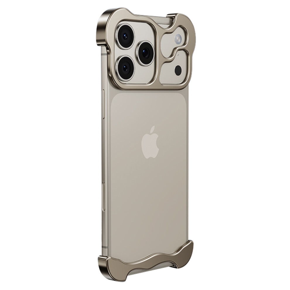 (Iphone 17 Pro Max, Titanium) For Iphone 17 Pro Max Bumper Case Metal Frameless Shockproof Cover With Camera Lens Protector 6914285791802