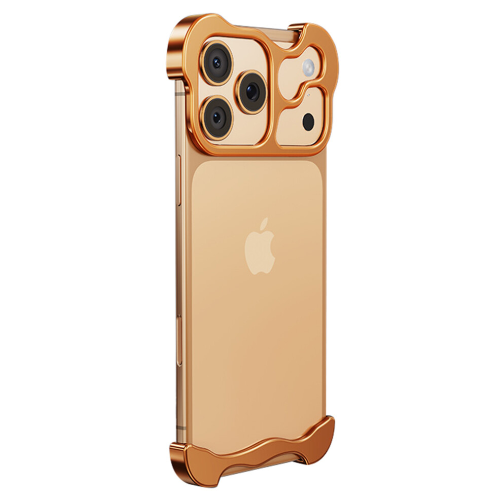 (Iphone 17 Pro, ) For Iphone 17 Pro Bumper Case Metal Frameless Shockproof Cover With Camera Lens Protector Gold