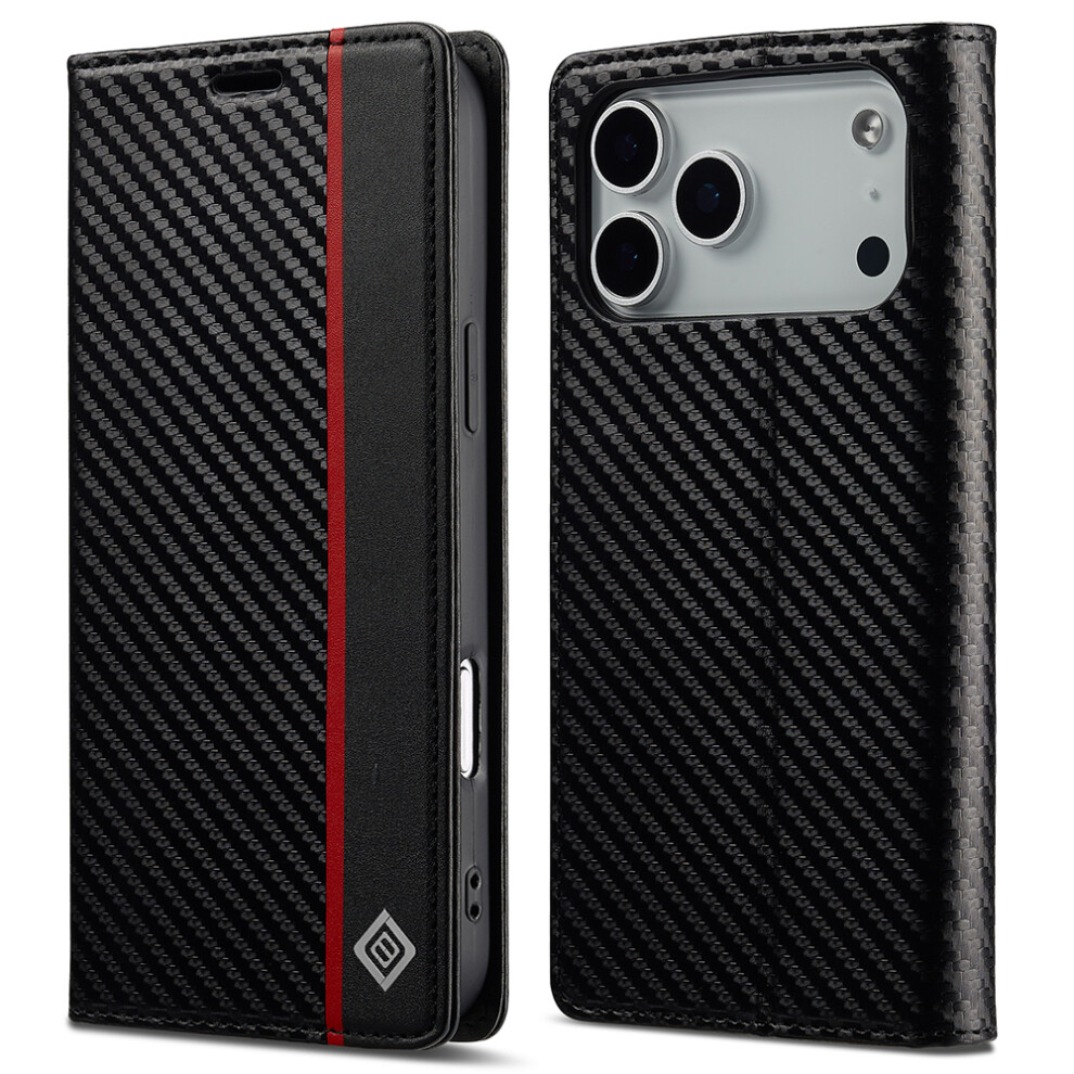(Iphone 17 Pro, Vertical Stripe) Lc.imeeke For Iphone 17 Pro Wallet Case Carbon Fiber Texture Leather Phone Cover 6914281694602
