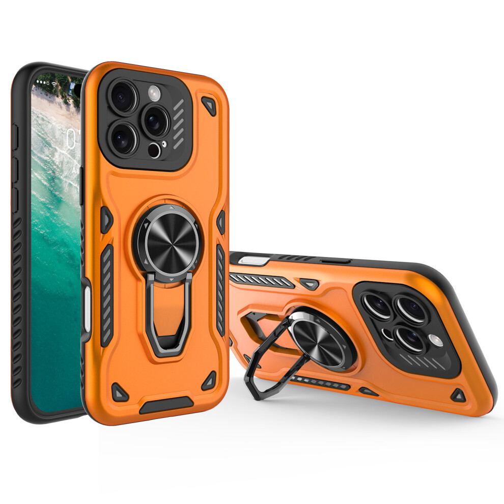 (Iphone 16 Pro Max, ) For Iphone 16 Pro Max Case With Kickstand Shockproof Tpu+Pc Phone Back Cover Orange 6914283912575