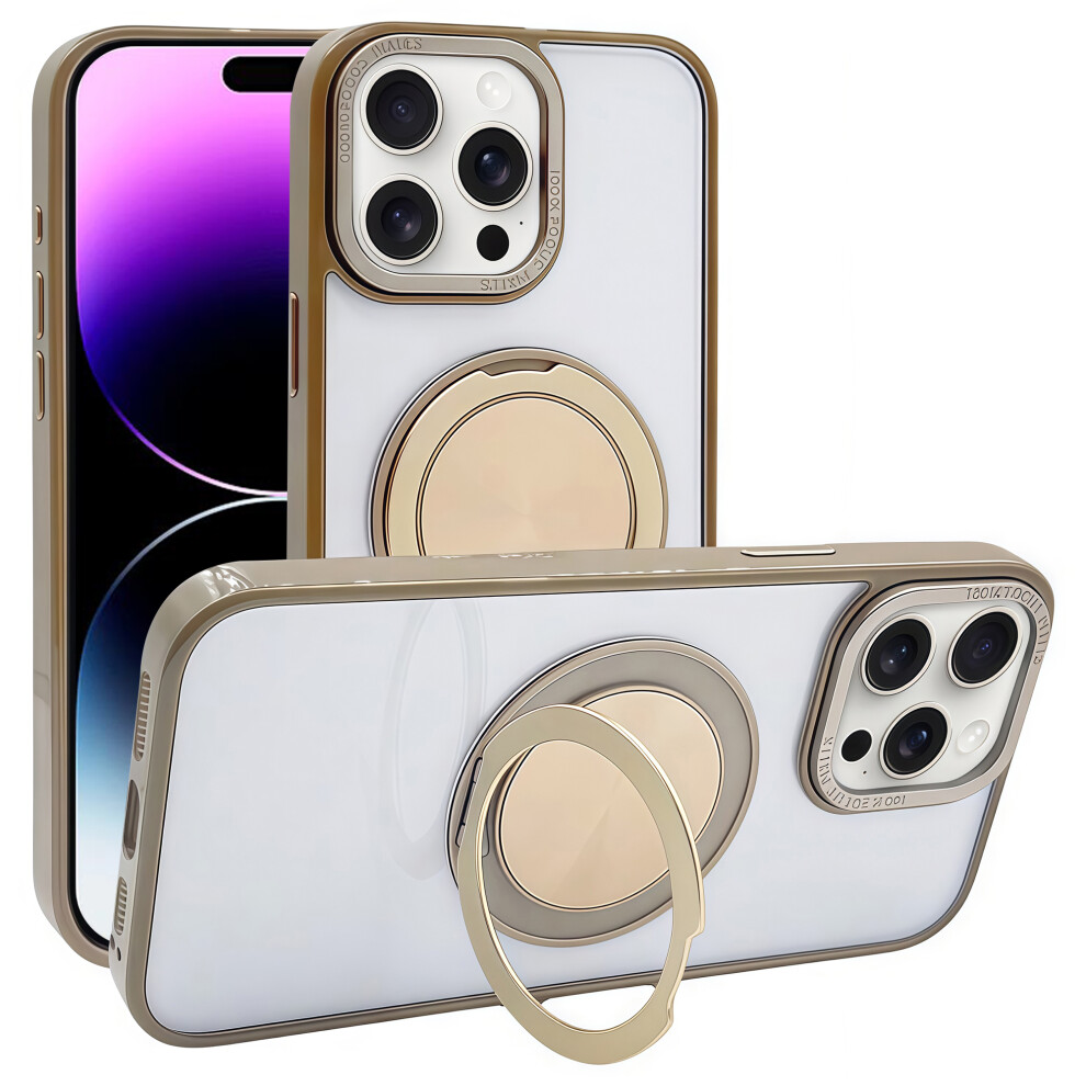 (Iphone 14 Pro, Desert ) For Iphone 14 Pro Magnetic Case Acrylic Tpu Phone Back Cover With Kickstand Gold 6914283330027