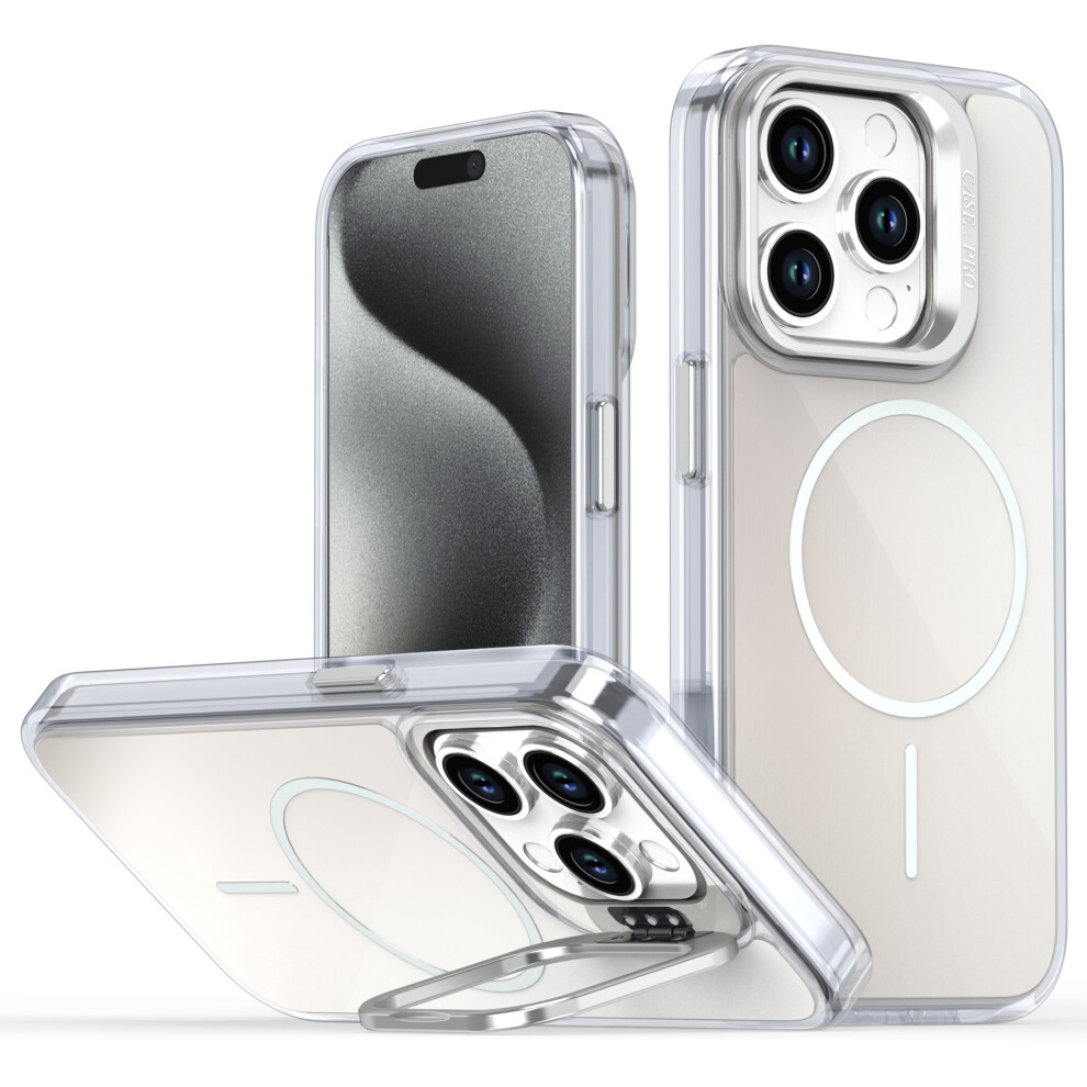 (Iphone 15 Pro, ) For Iphone 15 Pro Case Compatible With Magsafe Tpu+Acrylic Gradient Phone Cover With Kickstand White 6914284239695