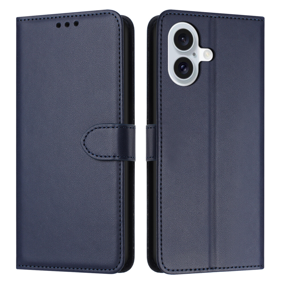 (Iphone 17, ) For Iphone 17 Case Stand Wallet Leather Phone Cover With Strap Blue 6914287450530