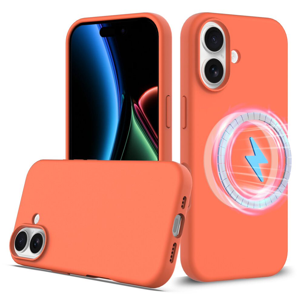 (Iphone 17, ) For Iphone 17 Case Compatible With Magsafe Anti-Drop Liquid Silicone Phone Cover Orange 6914280014197