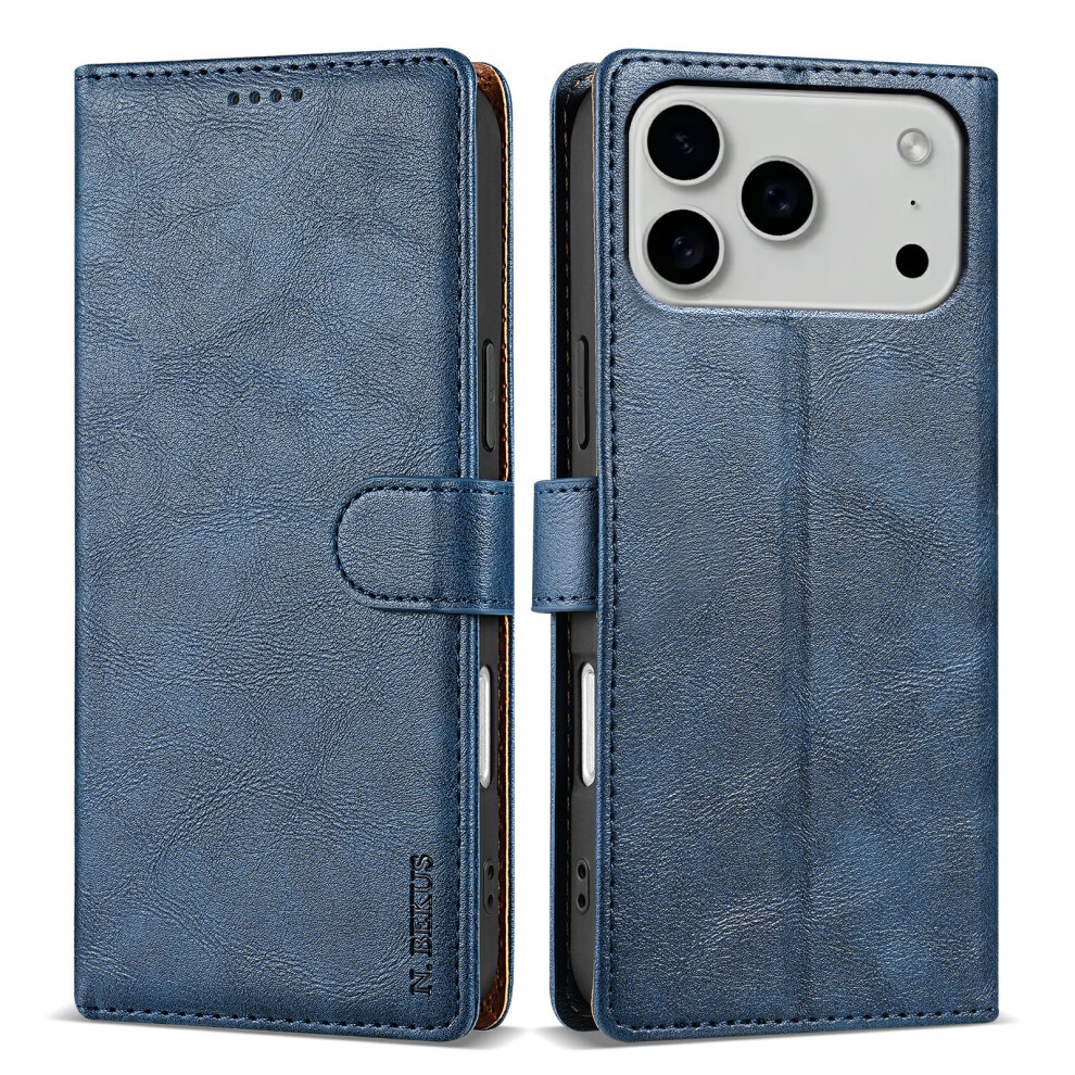 (Iphone 17 Pro Max, ) N.bekus Csj-001 For Iphone 17 Pro Max Stand Case Pu Leather Wallet Phone Cover Blue 6914285383342
