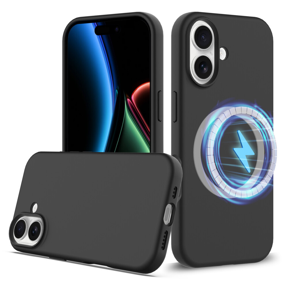 (Iphone 17, ) For Iphone 17 Case Compatible With Magsafe Anti-Drop Liquid Silicone Phone Cover Black 6914280123776