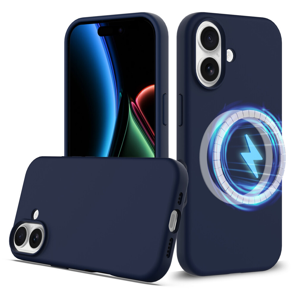 (Iphone 17, Dark ) For Iphone 17 Case Compatible With Magsafe Anti-Drop Liquid Silicone Phone Cover Blue 6914283602247
