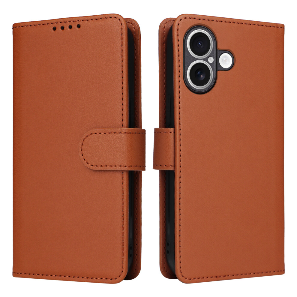(Iphone 17, ) For Iphone 17 Magnetic Case Betopnice Detachable Pu Leather Phone Cover With Strap Brown 6914284250515