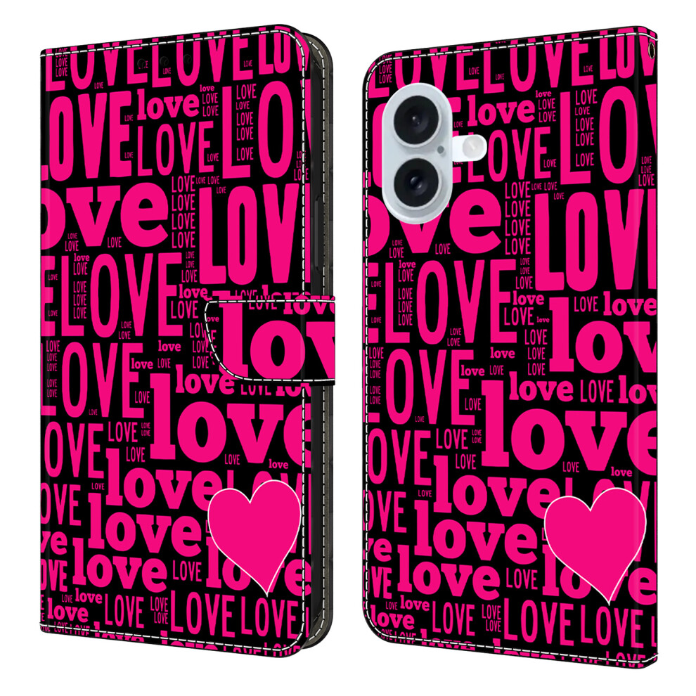 (Iphone 17, Love) For Iphone 17 Wallet Case Pattern Printing Pu Leather Flip Stand Phone Cover 6914287178328