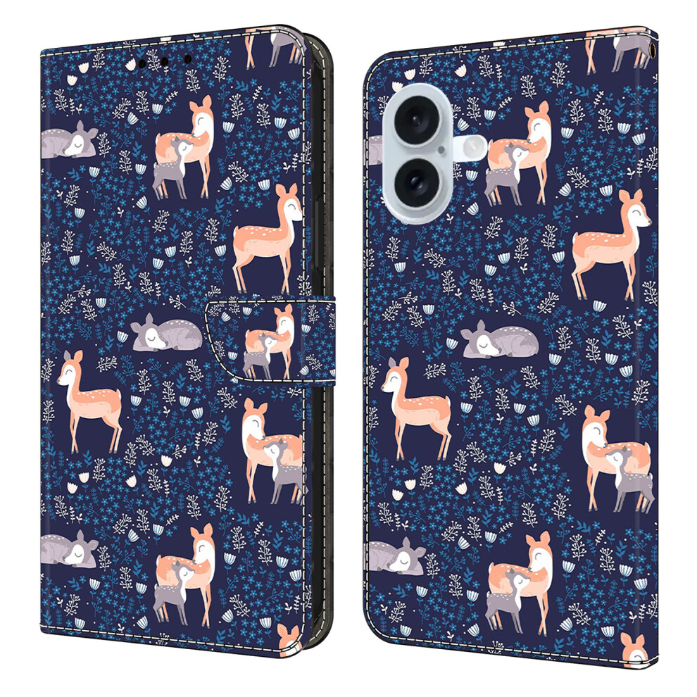(Iphone 17, Sika Deer) For Iphone 17 Wallet Case Pattern Printing Pu Leather Flip Stand Phone Cover 6914284670061