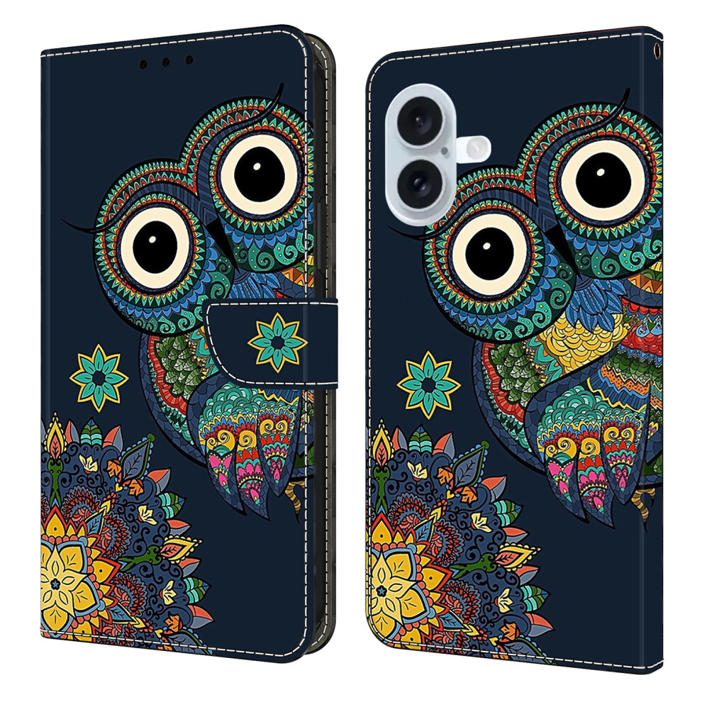 (Iphone 17, Mandala Owl) For Iphone 17 Wallet Case Pattern Printing Pu Leather Flip Stand Phone Cover 6914286769978