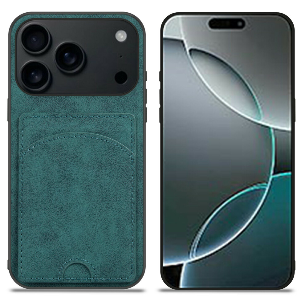 (Iphone 17 Pro, ) For Iphone 17 Pro Case Kickstand Leather Coated Tpu Phone Cover With Card Slot Green 6914284424862