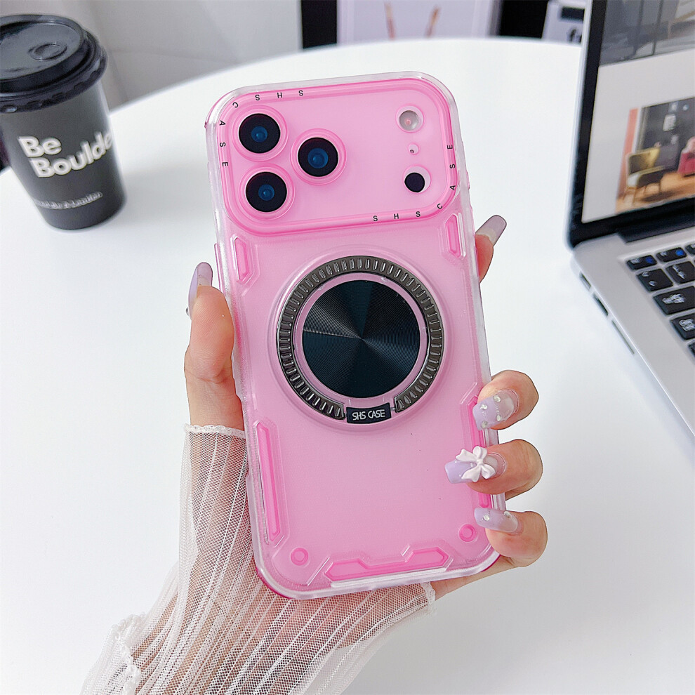 (Iphone 17 Pro, ) For Iphone 17 Pro Case Ring Kickstand Pc+Tpu Translucent Phone Back Cover Pink 6914286347572